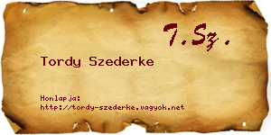 Tordy Szederke névjegykártya